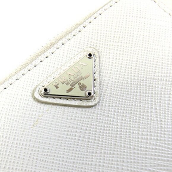 PRADA White Leather Saffiano Shoulder Bag - Picture 5 of 8